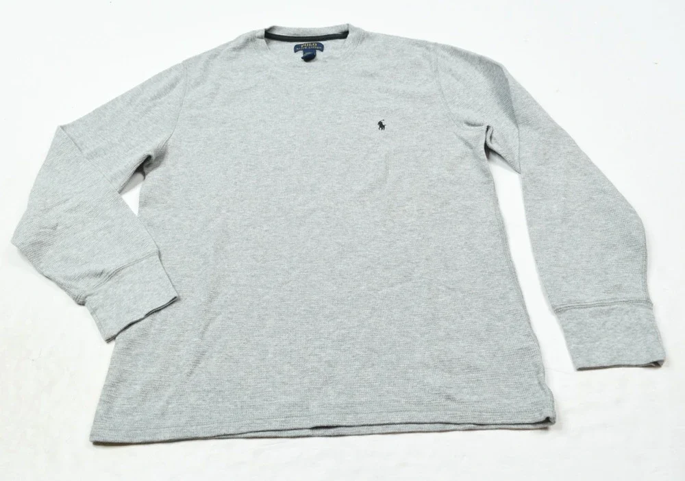 Polo Ralph Lauren Sleepwear Thermal Shirt Mens Large Gray Long Sleeve Cotton